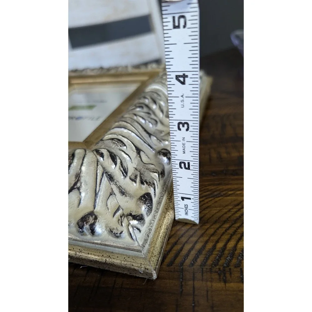 Ornate 5x7 Picture Frame Gold Silver Distressed Wide Profile Tabletop Wall